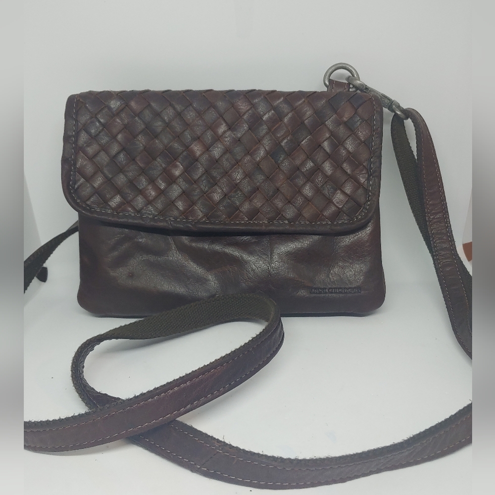 Jack Georges Brown Leather Crossbody Purse